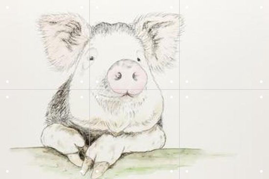 IXXI Happy Pig - Wanddecoratie - Kinderen - 60 x 40 cm