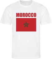 WK - Marokko - Morocco - المغرب - T-shirt Wit - Voetbalshirt - Maat: 122/128 (S) - 7 - 8 jaar - Landen shirts