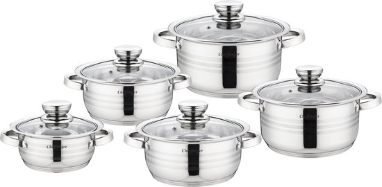 Casseroles de cuisson Cheffinger - set de casseroles induction 10 pièces -  couvercle