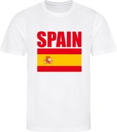 WK - Spanje - Spain - Espana - T-shirt Wit - Voetbalshirt - Maat: 134/140 (M) - 9 - 10 jaar - Landen shirts