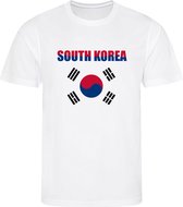 WK - South Korea - 대한민국 - T-shirt Wit - Voetbalshirt - Maat: 134/140 (M) - 9 - 10 jaar - Landen shirts