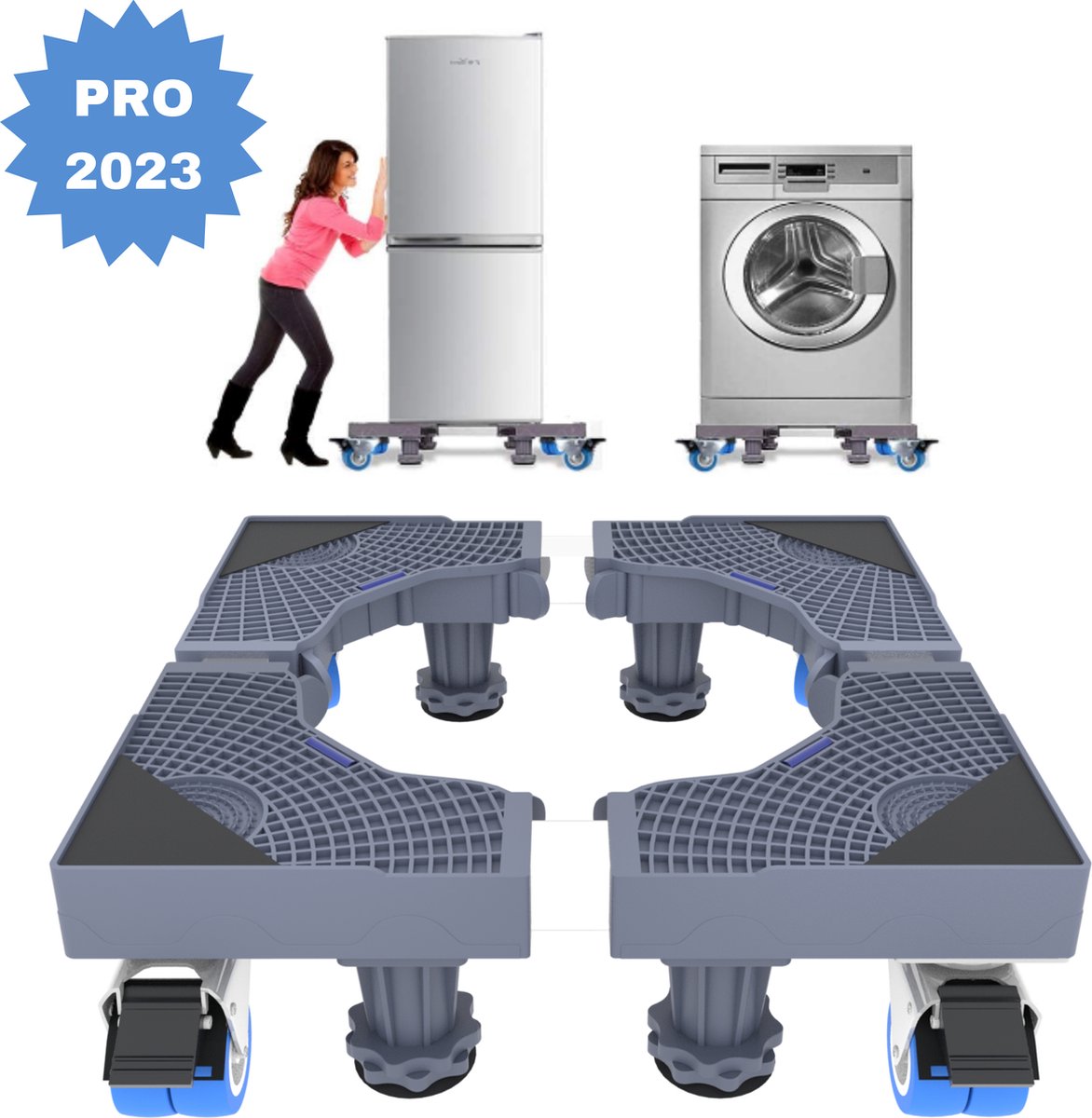W&Z® Wasmachine verhoger met 4 wielen -Wasmachine Opbouwmeubel  ombouwmeubel- 350kg -Grijs | bol.com