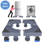 W&Z Booster de lave-linge à roulettes - Rehausse pour lave-linge - Lave-vaisselle Réfrigérateur Congélateur et Sèche-linge - Y compris 4 amortisseurs - Réglable - ABS - Maximum 300 kg - Wit