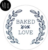 40x Sticker | BAKED WITH LOVE | wit-zwart | 25 mm