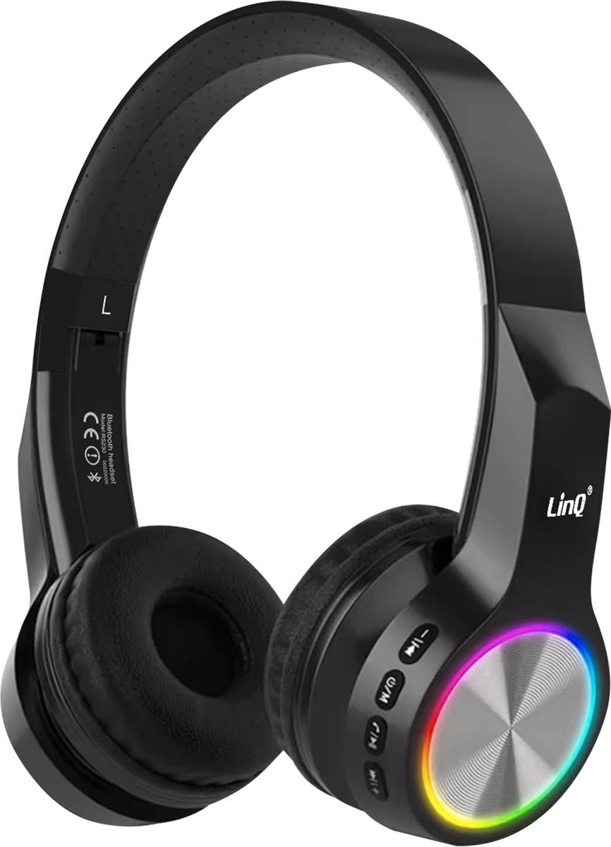Bluetooth-headset RGB LED-achtergrondverlichting LinQ handsfreeset zwart