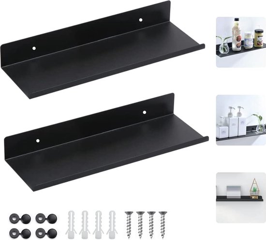 Plankbeugels 12 Inch (30 Cm) - Set Van 6 - Zwart - Tot 150 Lbs Draagvermogen - Voor Zwevende Planken