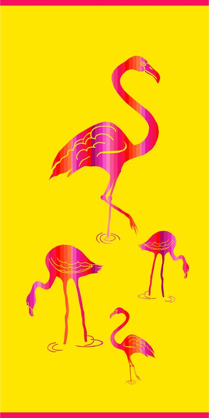 Strand/badlaken - flamingo print - 75 x 150 cm - microvezel