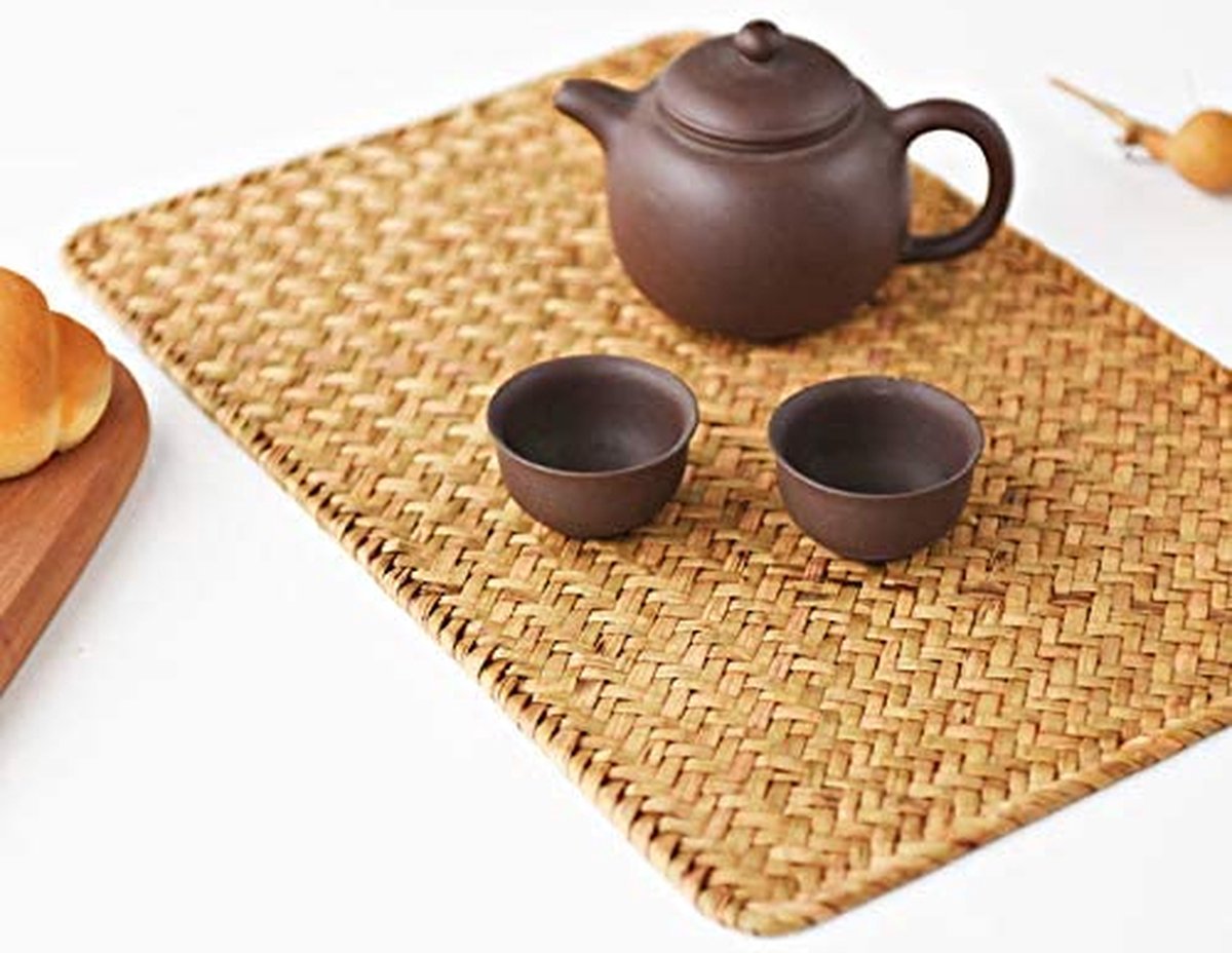 Pack Van 4 Natuurlijke Zeegras Placemats Geweven Rotan