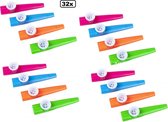 32x Muziek instrument Kazoo assortie kleuren - Fluit muziek blaas thema feest party fun uitdeel