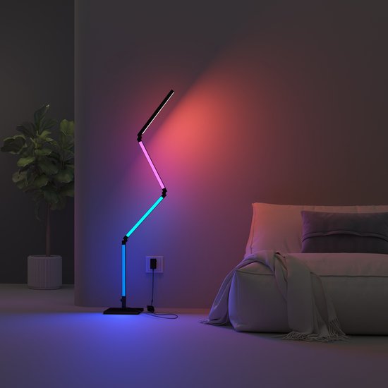 Lampadaire LED intelligent Calex - Lampe d'angle WiFi - Lampe sur pied - Éclairage d'ambiance - RVB et lumière Wit - Application