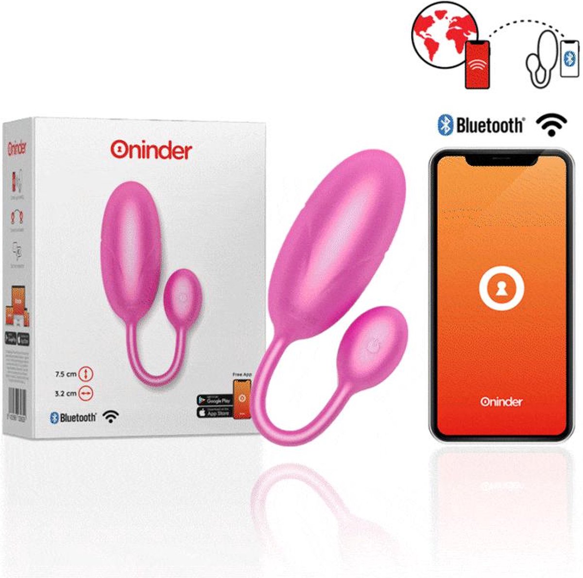ONINDER | Oninder - Tokyo Vibrating Egg Pink 7.5 X 3.2 Cm Free App