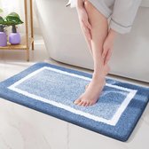 Badmat doux en microfibre 50 x 75 cm, tapis de salle de bain antidérapant lavable en machine, tapis de bain absorbant l'eau de Douche tapis de sol durable (Blauw