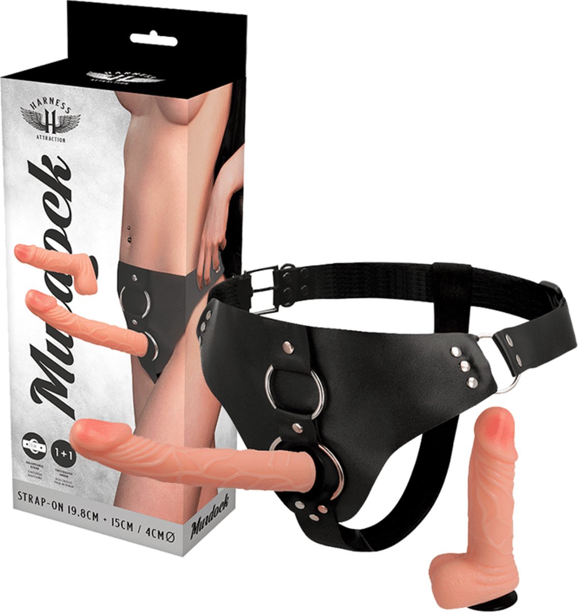 Goedkoopste HARNESS ATTRACTION | Harness Attraction Murdock 1 1 Dong Flesh 19.8 15cm X 4cm | Dildo with Strap on Harness | BDSM | Fetish | Dildo