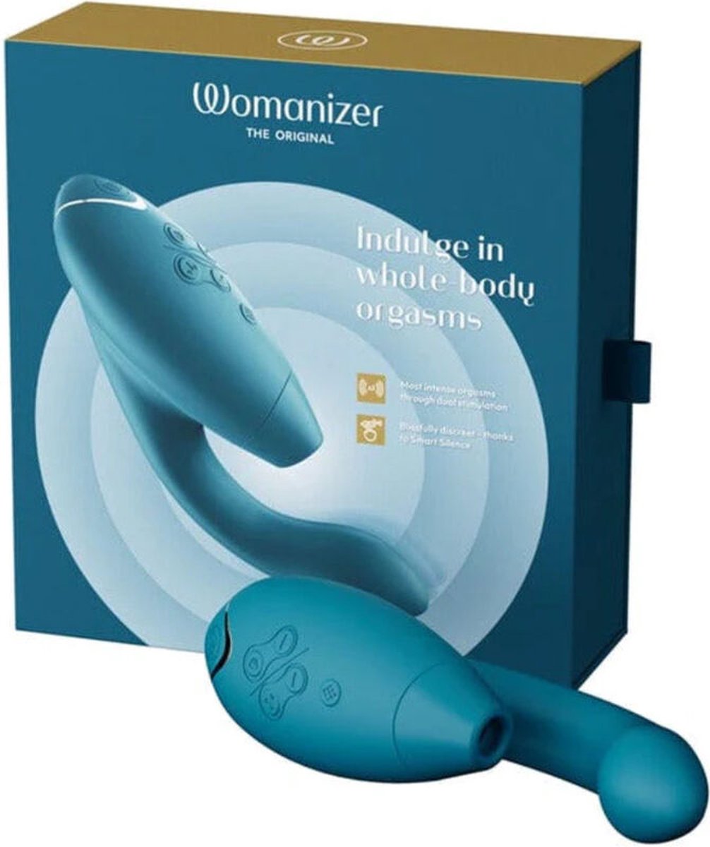 Goedkoopste Womanizer Duo 2 Clitorale Zuig- en Rabbit Vibrator - Clitoris- en G-spot Vibrator - 14 Intensiteitsniveaus & 10 Vibratiestanden - Waterdichte G-spot Vibrator - Oplaadbare Dubbele Stimulator - Petrol