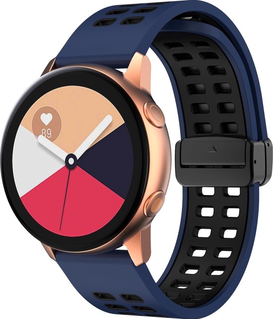 Mobigear Watch bandje geschikt voor Garmin Venu 2 Bandje Flexibel Siliconen Klemsluiting | Mobigear Two Tone - Zwart / Donkerblauw