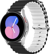 Mobigear Watch bandje geschikt voor Flexibel Siliconen Smartwatch Bandje Gespsluiting | Mobigear Ocean - 22mm - Zwart / Wit