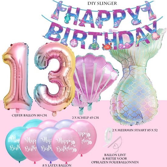 Sachet de 5 ballons anniversaire 1 an fille, 13 pouces