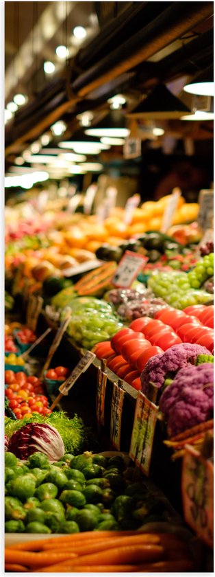 Poster Glanzend – Markt - Eten - Groente - Fruit - Kleuren - 20x60 cm Foto op Posterpapier met Glanzende Afwerking