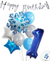 Ballon Numéro 1 Blauw - La Frozen des Neiges - Étoiles de Glace - Ballons Plus Forfait - Guirlande Festive - Snoes d'Anniversaire