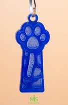 Houten Dieren Tag, Gepersonaliseerde hondenpenning, gepersonaliseerde kattenpenning, Custom Pet Naam Tag, Puppy/ kattenpenning/ poes/ kat pootje leopard, blauwe plexiglas