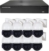 Camerabeveiliging 2K QHD - Sony 5MP - Set 8x PTZ - Wit - Buiten & Binnen - Met Nachtzicht - Incl. Recorder & App