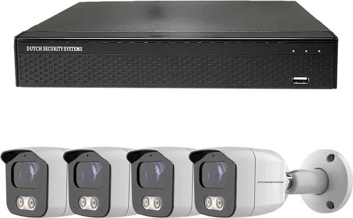 Camerabeveiliging 2K QHD - Sony 5MP - Set 4x Bullet - Wit - Buiten & Binnen - Met Nachtzicht - Incl. Recorder & App