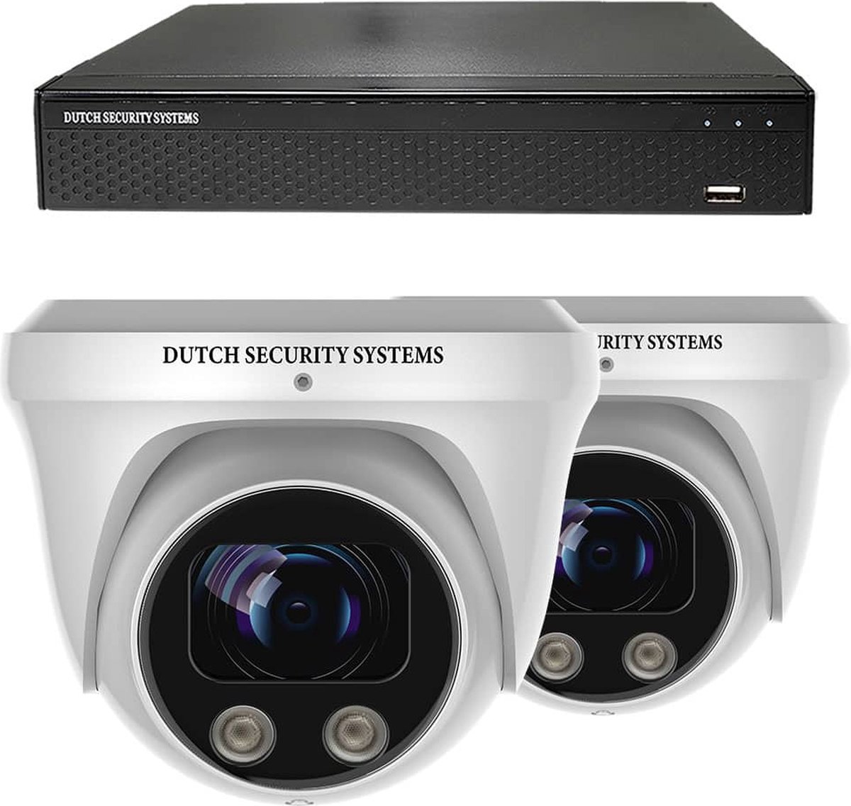 Beveiligingscamera Set - 2x PRO Dome Camera - UltraHD 4K - Sony 8MP - Wit - Buiten & Binnen - Met Nachtzicht - Incl. Recorder & App