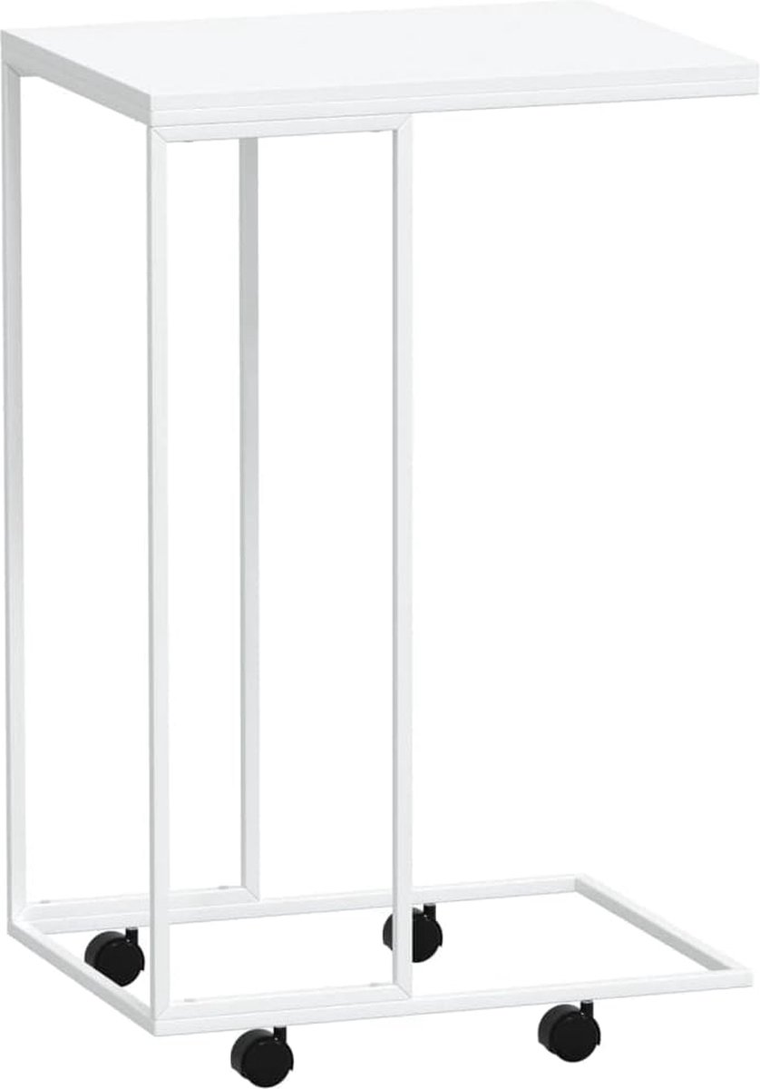 Bijzettafel, salontafel, salontafel, woonkamertafel, banktafel, telefoontafel, tafel, theetafel, woonkamer, met wielen, wit, 40x30x63,5 cm