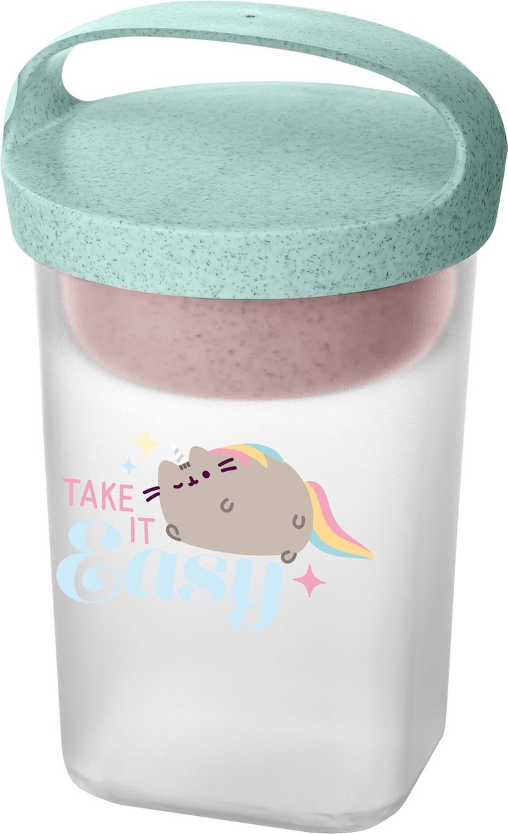 Koziol Bio-Circulair - Buddy Snackbox met Deksel 700 ml Pusheen Take It Easy - Gerecycled Zonnebloemolie - Blauw