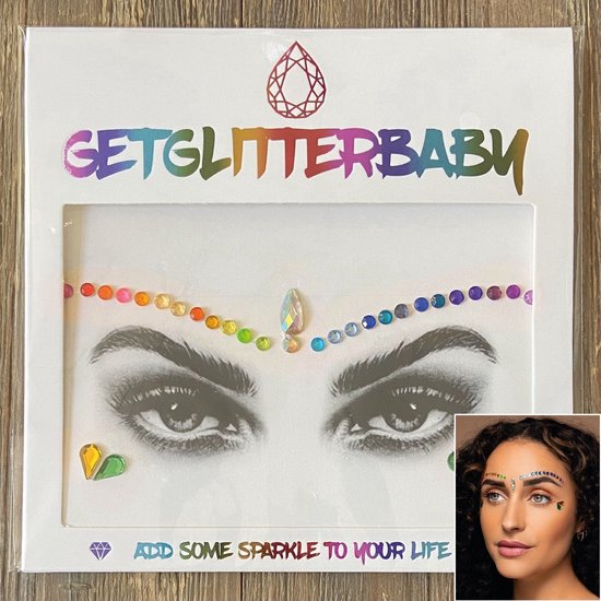 GetGlitterBaby® - Glitter Face Jewels / Festival Glitters / Strass Glitter Steentjes / Plak Diamantjes voor Gezicht / Rhinestones - Gay Pride / Regenboog