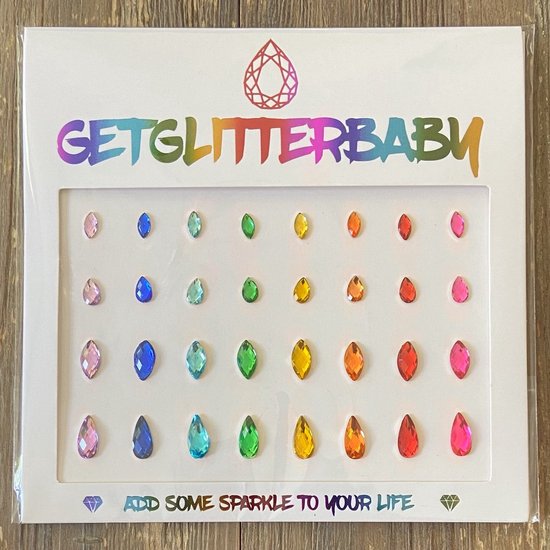 GetGlitterBaby® - Glitter Face Jewels / Festival Glitters / Strass Glitter Steentjes / Plak Diamantjes voor Gezicht / Rhinestones - Gay Pride / Regenboog