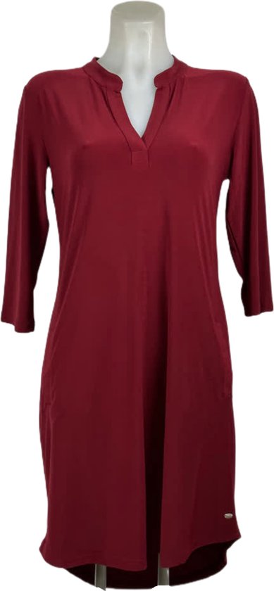 Angelle Milan – Travelkleding voor dames – Bordeaux Effen jurk – Ademend – Kreukvrij – Duurzame Jurk - In 5 maten - Maat S