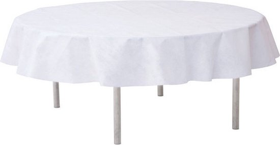 5x Bruiloft witte ronde tafelkleden/tafellakens 240 cm stof -  Huwelijk/trouwerij... | bol.com