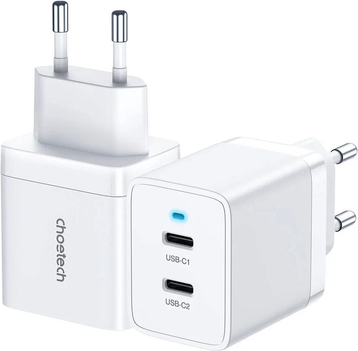 Choetech - Snellader met 2 USB-C Poorten - 40 W - Power Delivery 3.0 - Fast Charging - Wit - Geschikt voor iPhone & Samsung