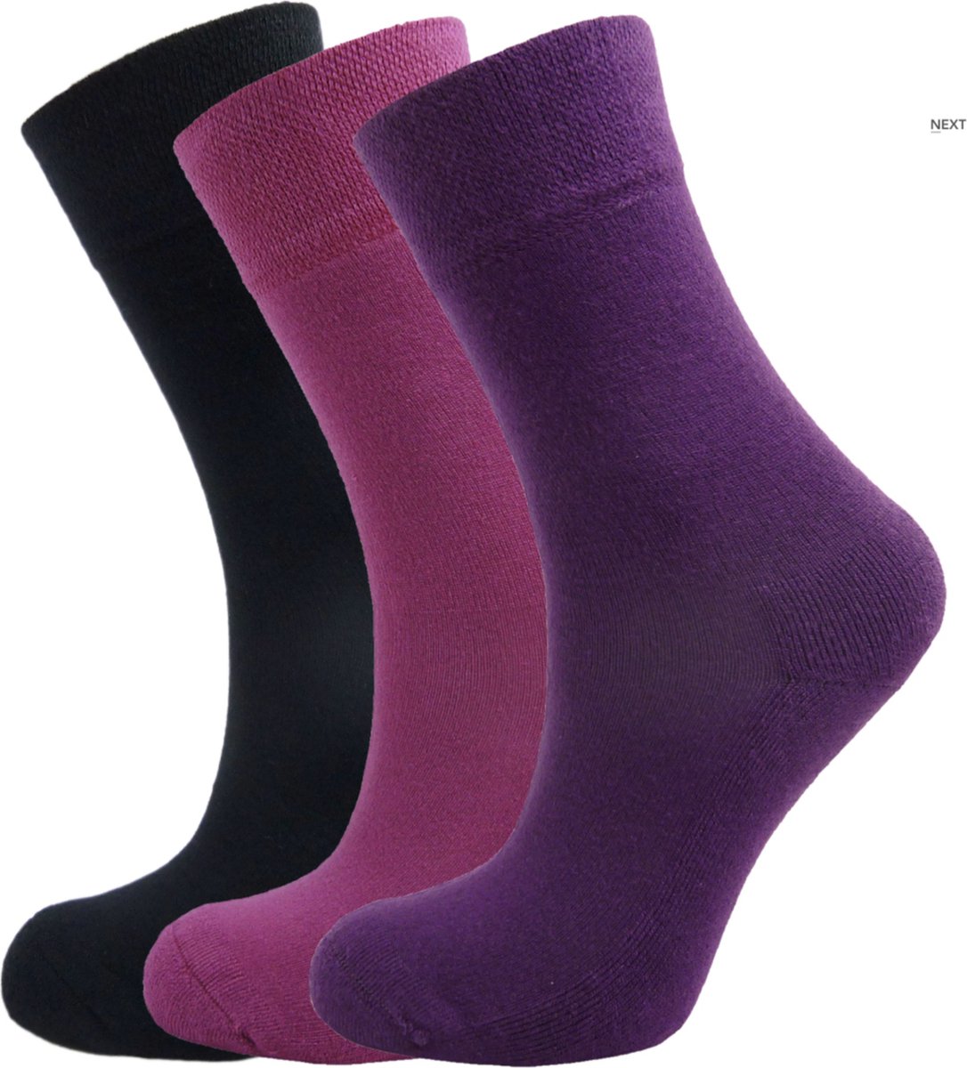 Bamboe sokken - 3 paar - zwart - paars - roze - Maat 38-39