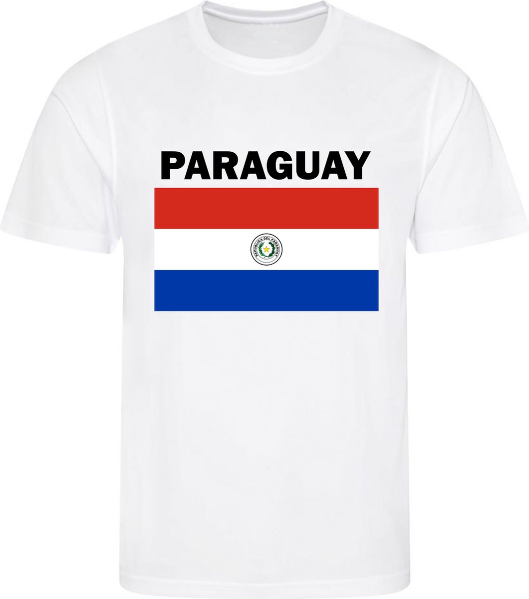 Paraguay - T-shirt Wit - Voetbalshirt - Maat: S - Landen shirts
