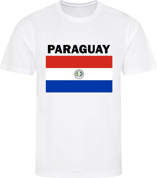 Paraguay - T-shirt Wit - Voetbalshirt - Maat: S - Landen shirts