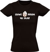 T-shirt Femme Old Plum 40 ans | 40e anniversaire | cadeau de 40 ans| quarante ans | grand-mère | maman | Noir