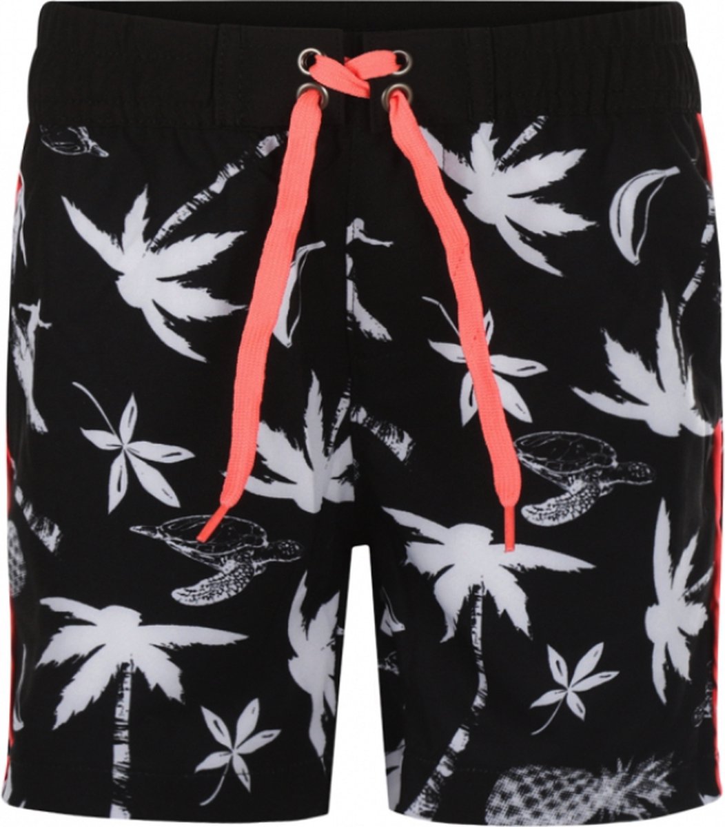 DJ Dutchjeans - Zwembroek - Black - White - Palmbomen - Maat 140