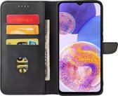 Smartphonica Samsung Galaxy A23 kunstleren hoesje met lipje en pashouders - Zwart / Kunstleer / Book Case geschikt voor Samsung Galaxy A23