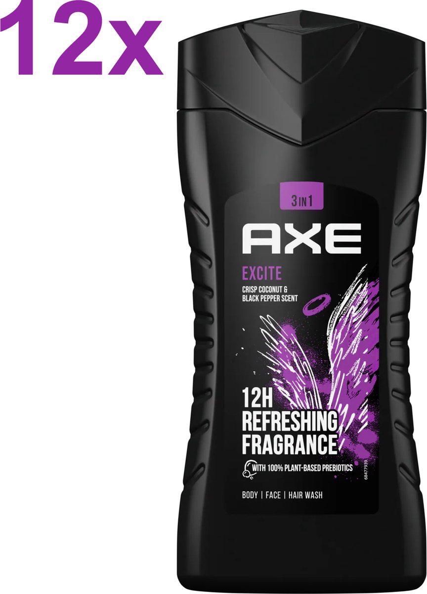 Goedkoopste AXE - Excite - Karamel, Coconut, Hazelnoot - Douchegel - 12x 250ml - Voordeelverpakking