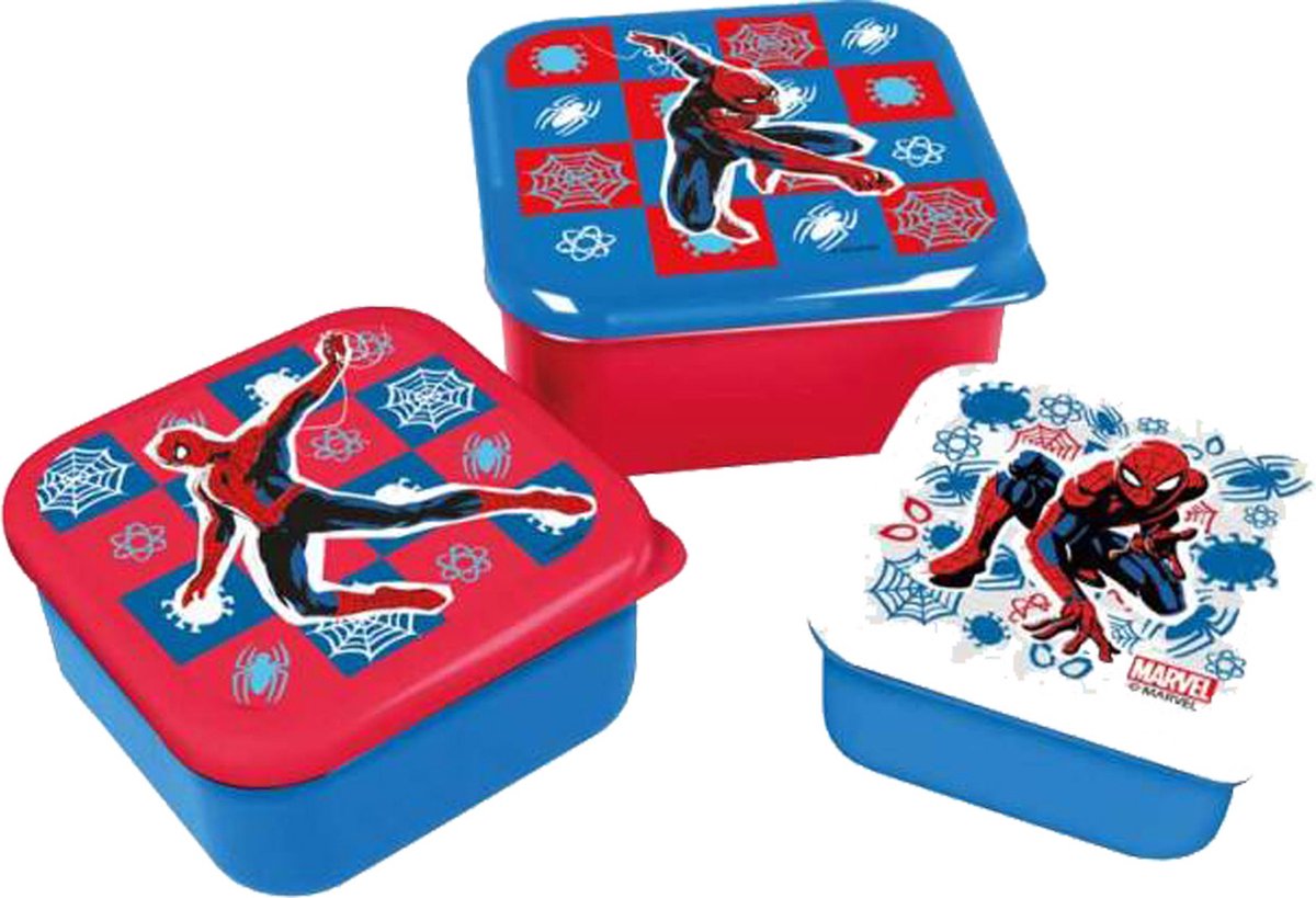 Spiderman Snack Box 3 Stuks lunchbox kinderen - lunchbox meisjes - lunchbox kind - lunchboxen kinderen - lunchboxen