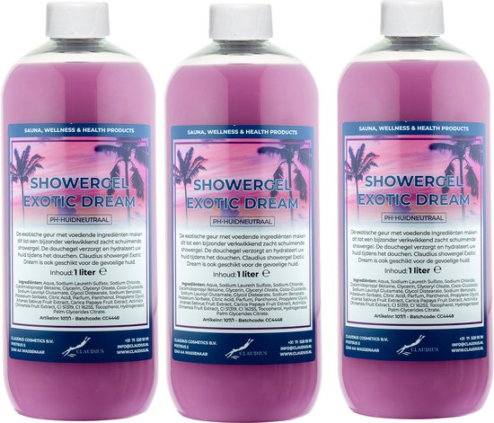 Claudius Douchegel Exotic Dream 1 liter - set van 3 stuks - Showergel | bol