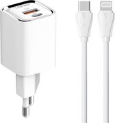 USB C Adapter Oplader Inclusief Lightning kabel - 30W - Snellader - Geschikt voor iPhone - Wit