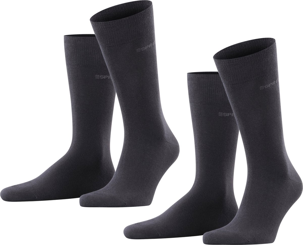 Esprit Basic Uni 2-Pack eenkleurig katoen multipack sokken heren zwart - maat 47-50
