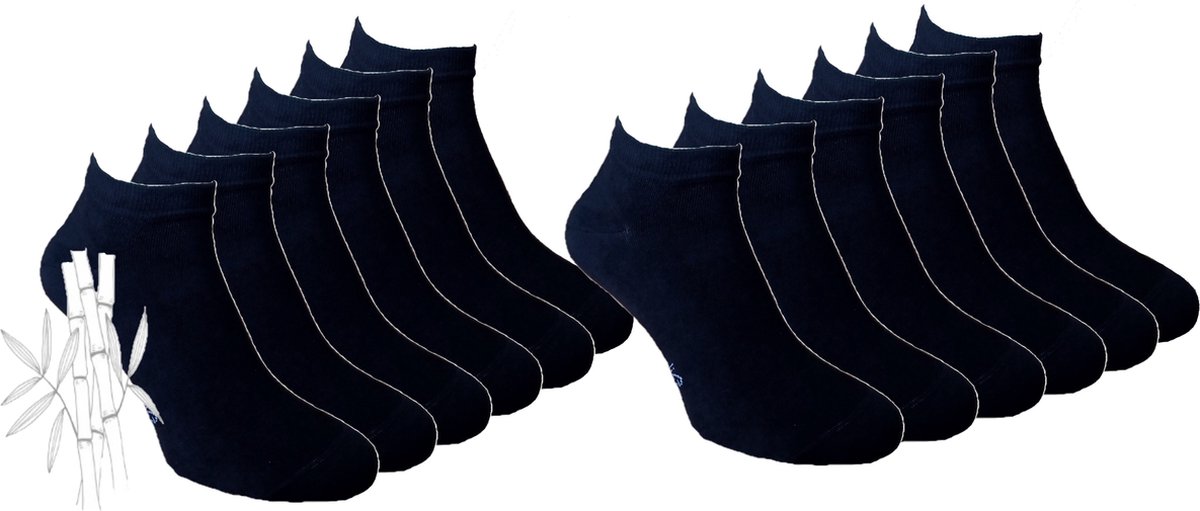 Jicz - Bamboe Sneaker Sokken - Naadloos - Zwart - Maat 39-42 - 6 paar - Enkel Sokken