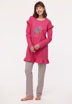 Woody pyjama meisjes/dames - fuchsia - kalkoen - 232-10-TUL-S/388 - maat S