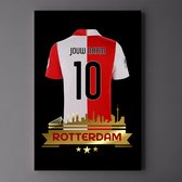 Feyenoord Shirt Skyline - Schilderij gedrukt op Dibond - 50 x 70 cm + Gratis ophangsysteem (gepersonaliseerd met eigen naam + rugnummer)