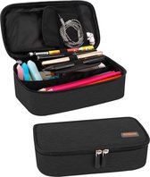 Pencil Case, Large Capacity Pen Case Bag Pouch Holder Stationery Desk Organizer with Zipper for School & Office Supplies (Black)