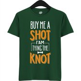 Buy Me A Shot | Vrijgezellenfeest Cadeau Man - Groom To Be Bachelor Party - Grappig Bruiloft En Bruidegom Bier Shirt - T-Shirt - Unisex - Bottle Green - Maat XXL